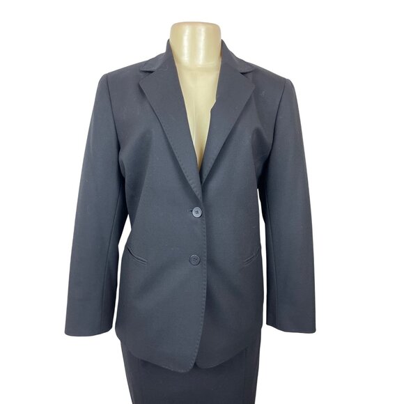 Lafayette 148 Black 2 Pcs Business Suit Set Blazer Sz 8 & Skirt Wool Blend Sz 10 - Picture 2 of 14
